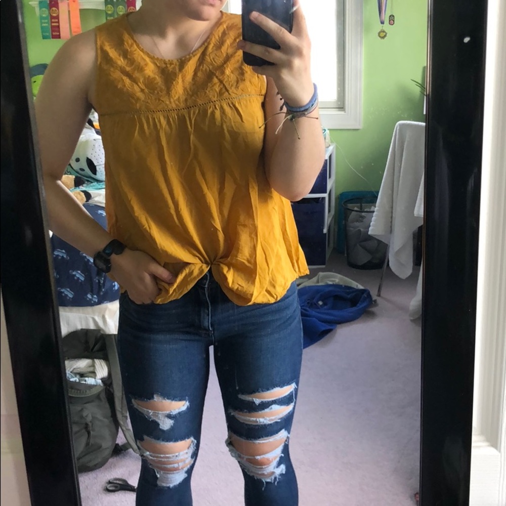 Yellow dressy tank top